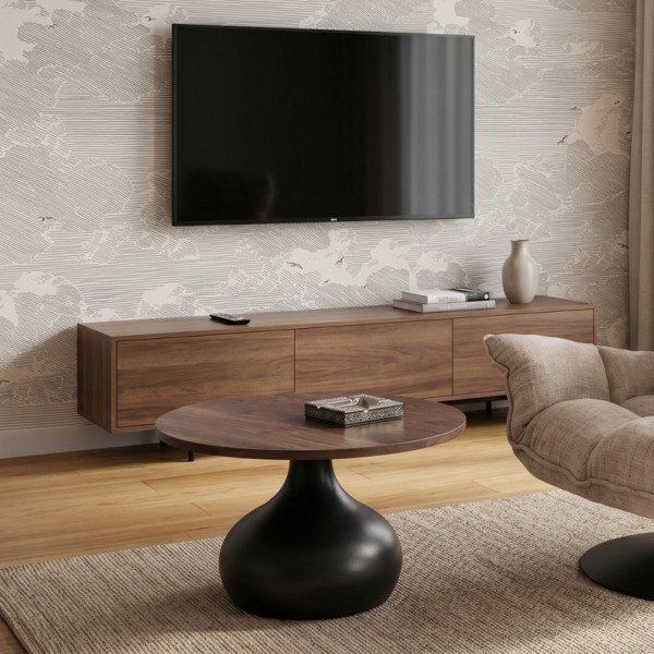 FORM modern dohányzóasztal – dió / fekete -70cm