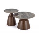 STACK modern dohányzóasztal szett – barna márvány / dió - 70/50cm