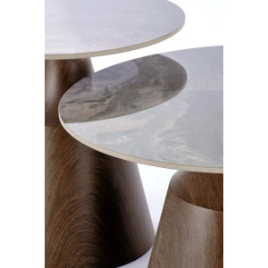 STACK modern dohányzóasztal szett – barna márvány / dió - 70/50cm