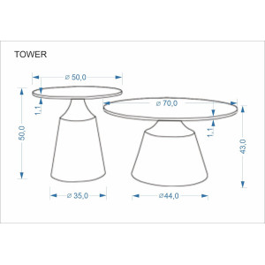 STACK modern dohányzóasztal szett – barna márvány / dió - 70/50cm