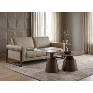 STACK modern dohányzóasztal szett – barna márvány / dió - 70/50cm