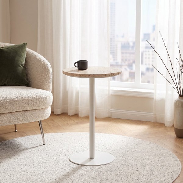 FRAME modern lerakóasztal – travertin / fehér -35cm