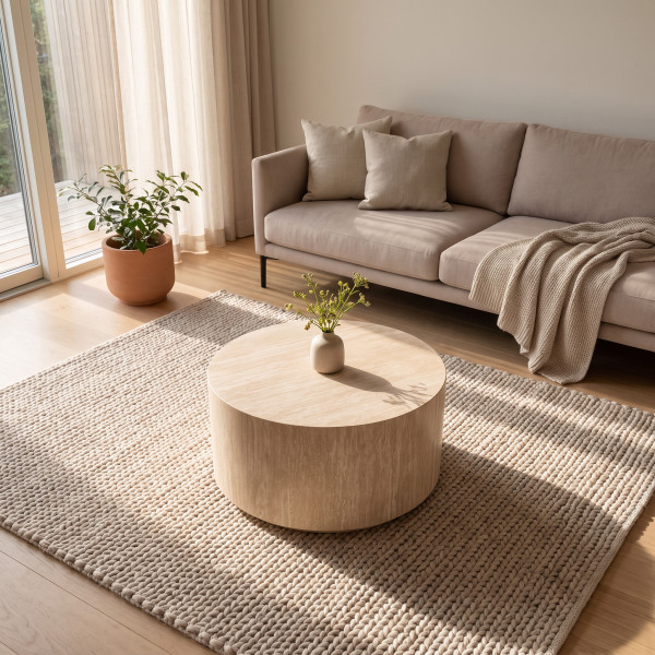 PILLAR modern dohányzóasztal – travertin - 60cm