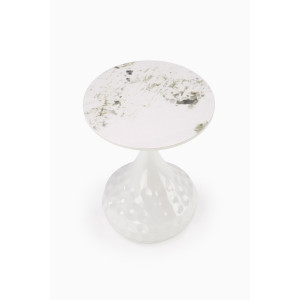 RIPPLE modern lerakóasztal – fehér márvány / fehér - 40cm
