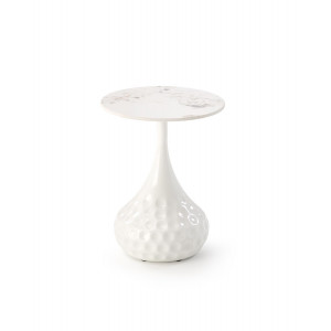 RIPPLE modern lerakóasztal – fehér márvány / fehér - 40cm
