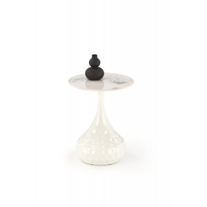 RIPPLE modern lerakóasztal – fehér márvány / fehér - 40cm