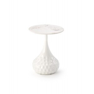 RIPPLE modern lerakóasztal – fehér márvány / fehér - 40cm HALMAR