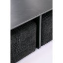 TUCK modern dohányzóasztal 2 puffal – fekete márvány / dió - 70cm