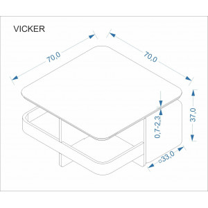 TUCK modern dohányzóasztal 2 puffal – fekete márvány / dió - 70cm
