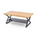 CROSS modern dohányzóasztal üvegpolccal – natúr tölgy / fekete - 110cm