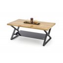 CROSS modern dohányzóasztal üvegpolccal – natúr tölgy / fekete - 110cm
