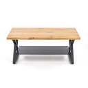 CROSS modern dohányzóasztal üvegpolccal – natúr tölgy / fekete - 110cm