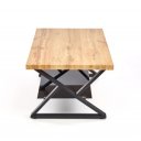 CROSS modern dohányzóasztal üvegpolccal – natúr tölgy / fekete - 110cm