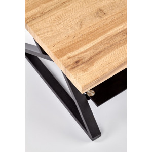 CROSS modern dohányzóasztal üvegpolccal – natúr tölgy / fekete - 110cm