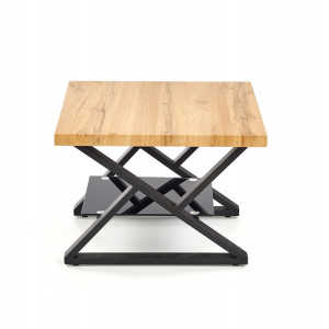 CROSS modern lerakóasztal üvegpolccal – natúr tölgy / fekete - 60cm