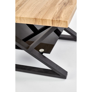 CROSS modern lerakóasztal üvegpolccal – natúr tölgy / fekete - 60cm