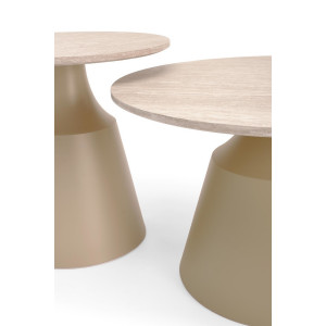 NEST modern 2 részes dohányzóasztal szett – travertin / kasmír -70/50cm