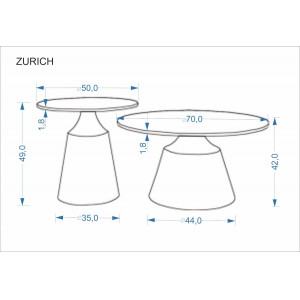 NEST modern 2 részes dohányzóasztal szett – travertin / kasmír -70/50cm