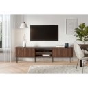 MELLOW modern TV-szekrény  –  dió / fekete márvány - 200cm