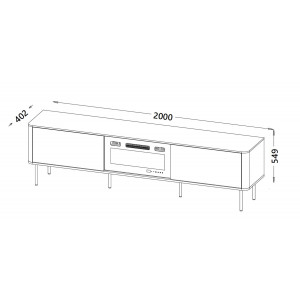 MELLOW modern TV-szekrény  –  dió / fekete márvány - 200cm