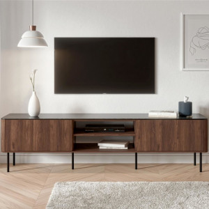 MELLOW modern TV-szekrény  –  dió / fekete márvány - 200cm Elemes bútor