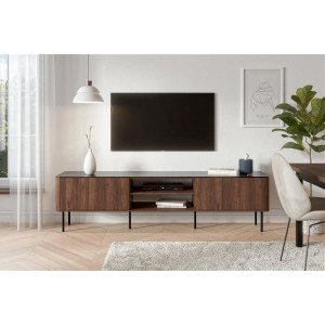 MELLOW modern TV-szekrény  –  dió / fekete márvány - 200cm