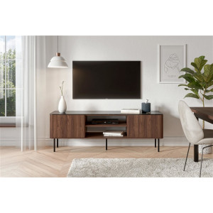 MELLOW modern TV-szekrény – dió / fekete márvány – 150 cm