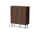 MELLOW modern magas komód – dió / fekete márvány – 100 cm