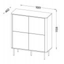 MELLOW modern magas komód – dió / fekete márvány – 100 cm