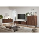 MELLOW modern magas komód – dió / fekete márvány – 100 cm