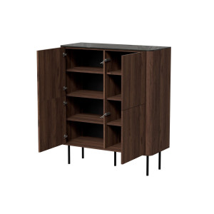 MELLOW modern magas komód – dió / fekete márvány – 100 cm
