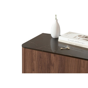 MELLOW modern komód – dió / fekete márvány – 160 cm