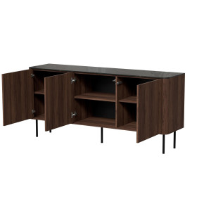 MELLOW modern komód – dió / fekete márvány – 160 cm
