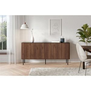 MELLOW modern komód – dió / fekete márvány – 160 cm