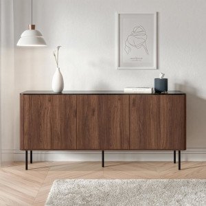 MELLOW modern komód – dió / fekete márvány – 160 cm Elemes bútor
