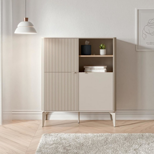 SOFTLINE modern magas komód – kasmír / tölgy – 97 cm