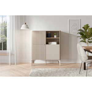 SOFTLINE modern magas komód – kasmír / tölgy – 97 cm