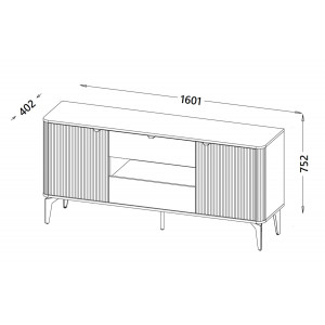 SOFTLINE modern komód – kasmír / tölgy – 160 cm