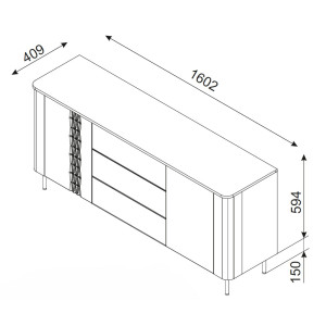 MUSE modern komód – kasmír – 160 cm