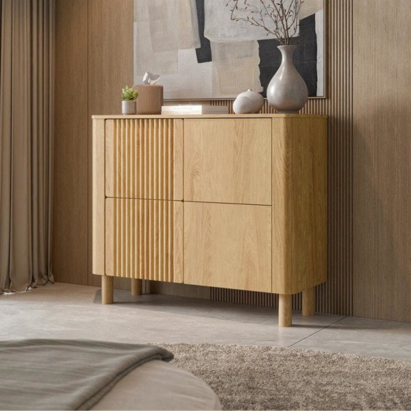 GROOVE modern magas komód – tölgy – 110 cm