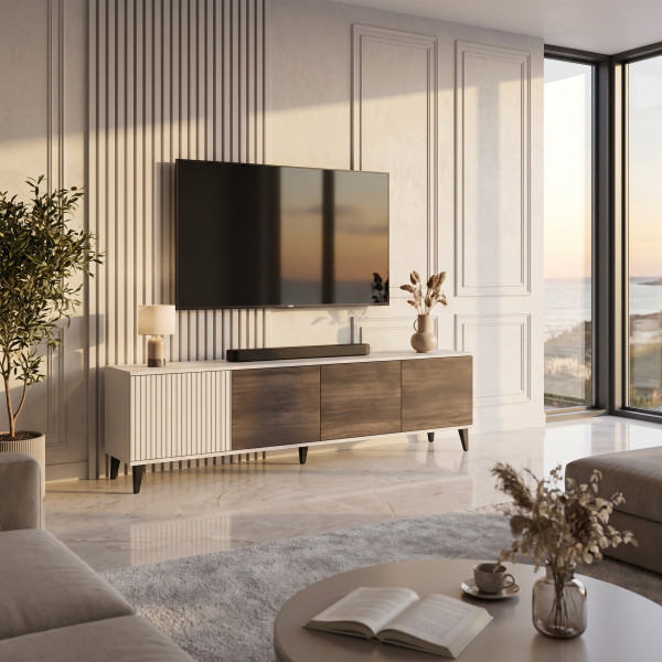 BLEND modern TV-szekrény – kasmír / dió – 200 cm