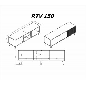 BLEND modern TV-szekrény – kasmír / dió – 150 cm