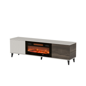 BLEND modern TV-szekrény elektromos kandallóval – kasmír / dió – 180 cm