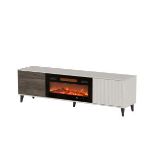 BLEND modern TV-szekrény elektromos kandallóval – kasmír / dió – 180 cm