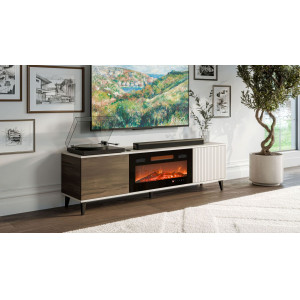 BLEND modern TV-szekrény elektromos kandallóval – kasmír / dió – 180 cm
