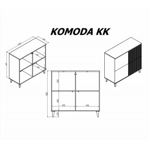 BLEND modern magas komód – kasmír / dió – 100 cm