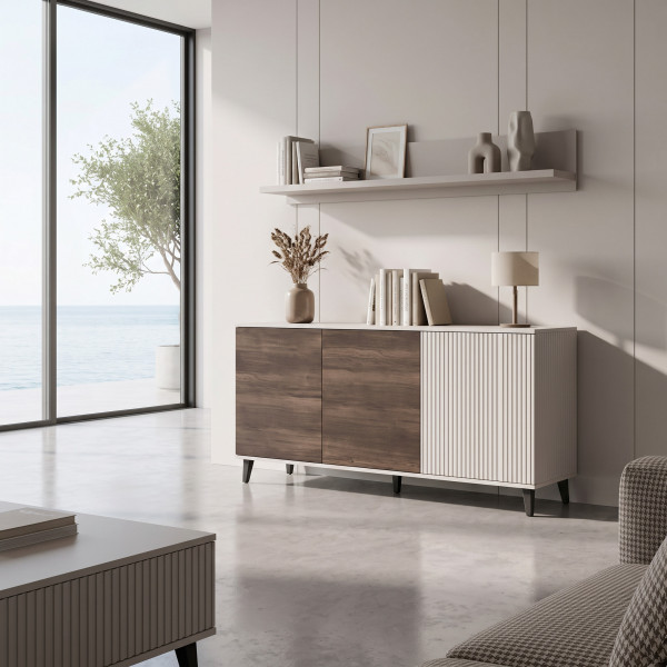 BLEND modern komód – kasmír / dió – 160 cm