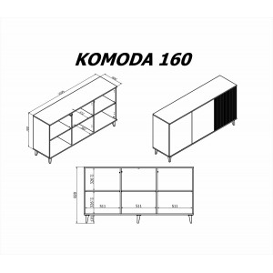 BLEND modern komód – kasmír / dió – 160 cm