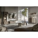 BLEND modern dohányzóasztal alsó polccal – kasmír / dió – 92 cm