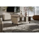 BLEND modern dohányzóasztal alsó polccal – kasmír / dió – 92 cm